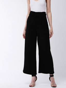 Magre - Black Solid Pant With Belt