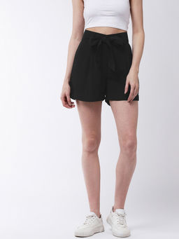 Magre - Black Solid Shorts With Belt