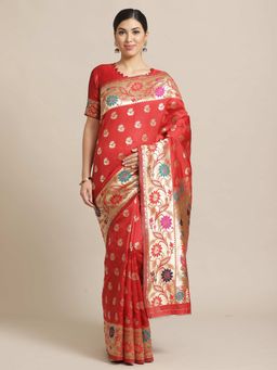 Sareemall - Rust Floral Printed Saree