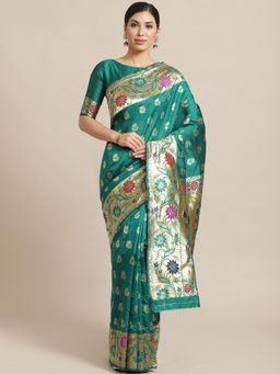 Sareemall - Green Floral Printed Saree