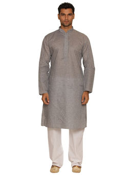 Manyavar - Grey Cotton Kurta Pajama for Men