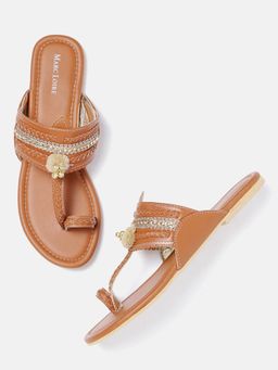 Marc Loire - Solid Tan T-Straps Kolhapuris