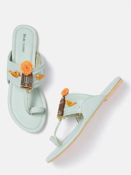 Marc Loire - Solid Green T-Straps Kolhapuris
