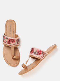 Marc Loire - Embroidered Pink T-Straps Kolhapuris