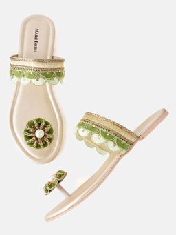 Marc Loire - Embellished Green One Toe Flats