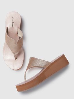 Marc Loire - Embellished Rose Gold T-Straps Wedges