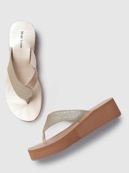 Marc Loire - Embellished Gold T-Straps Wedges