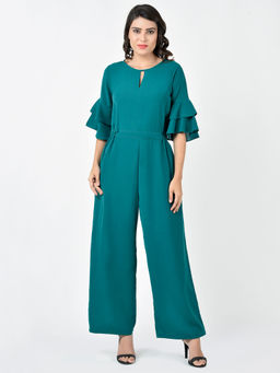 Martini - Turquoise Green Layer Flounce Sleeve Jumpsuit