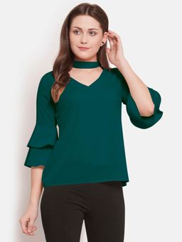 Martini - Turquoise Neck Band Layered Sleeve Top