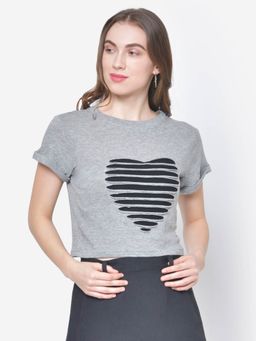 Martini - Grey Heart Cut-Out Crop Top