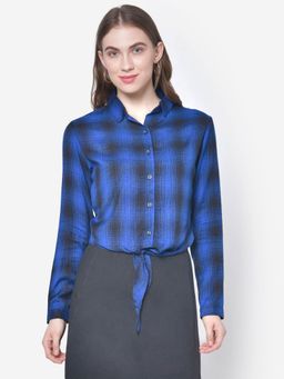Martini - Blue Black Check Crop Top