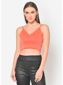 Martini - Peach Solid Crop Top
