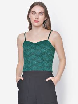 Martini - Green Lace Crop Bralette Cami Top