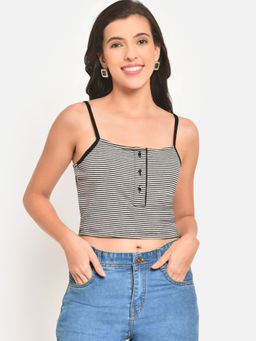 Martini - Women Black White Stripe Buttoned Cami Top