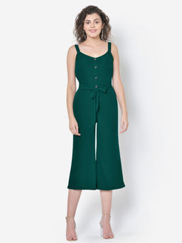 Martini - Women Green Front Buttoned Strappy Jumpsuit
