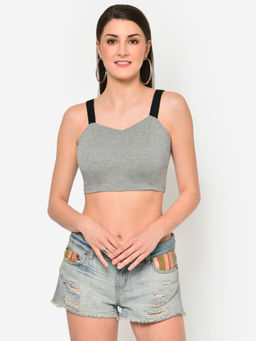 Martini - Women Grey Contrast Strap Crop Top