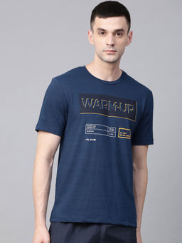 Alcis - Navy Blue Printed Round Neck T-Shirt