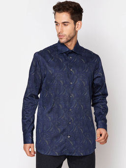 Matinique - Navy Blue Printed Shirt Collar Shirt