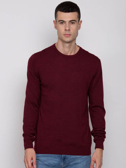 Matinique - Red Solid Round Neck Sweater