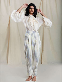 Mati - Off White Aboli Striped Pants - Customisable