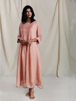 Mati - Peach Acaru Aakaar Solid Dress - Customisable