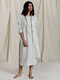 Mati - Off White Cola Aakaar Striped Jacket - Customisable