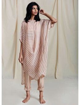 Mati - Peach Cowl Striped Tunic Set - Customisable