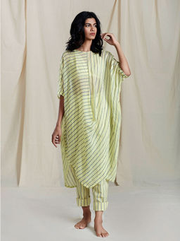Mati - Yellow Cowl Assymetrical Striped Tunic - Customisable