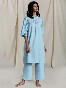 Mati - Blue Karsa Aakaar Solid Kurta - Customisable