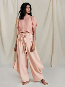Mati - Peach PL Cowl Solid Pants - Customisable