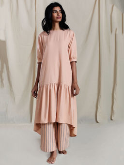Mati - Peach Praci Aakaar Solid Dress - Customisable