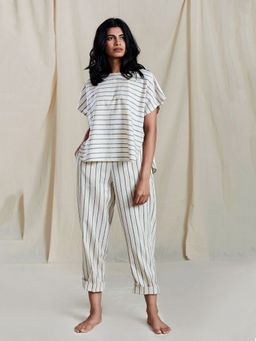 Mati - Off White Sevi Aakaar Striped Top - Customisable