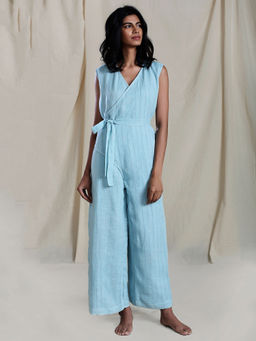 Mati - Blue Snai Aakaar Striped Jumpsuit - Customisable