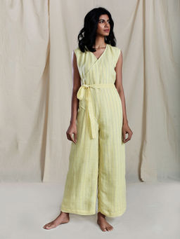 Mati - Yellow Snai Aakaar Striped Jumpsuit - Customisable