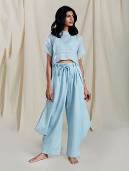 Mati - Blue Stoka Aakaar Solid Crop Top - Customisable