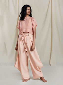 Mati - Peach Stoka Aakaar Solid Crop Top - Customisable