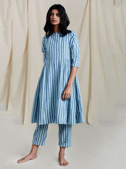 Mati - Blue Tagka Aakaar Striped Kurta - Customisable