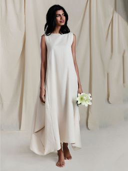 Mati - Off White Vari Aakaar Solid Dress - Customisable
