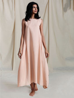 Mati - Peach Vari Aakaar Solid Dress - Customisable