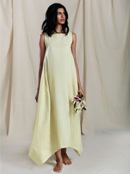 Mati - Yellow Vari Aakaar Solid Dress - Customisable