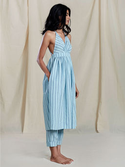Mati - Blue Vaya Aakaar Striped Kurta - Customisable
