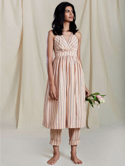 Mati - Peach Vaya Aakaar Striped Kurta - Customisable