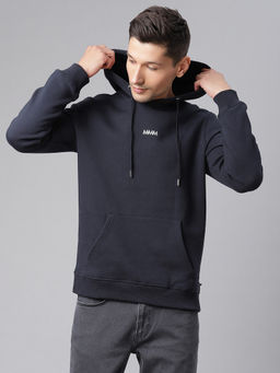 Matinique - Navy Blue Solid Hooded Sweatshirt