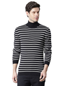 Matinique - Dark Blue Striped High Neck Pullover