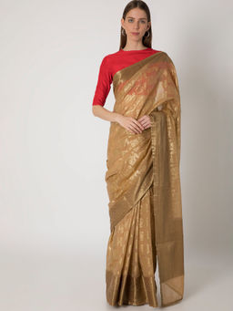 Masaba - Beige Twinned Doe Banarasi Saree With Blouse Piece