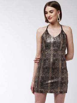 Magre - Black Leopard Print Bodycon Dress