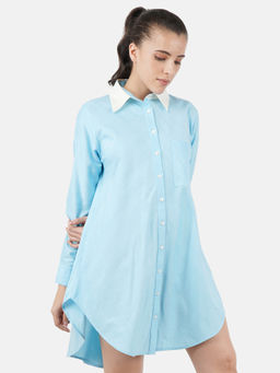 Pashma - Women Silk Cotton Blue Shirt