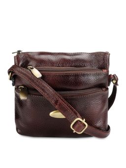 Teakwood - Unisex Brown Solid Leather Sling Bag