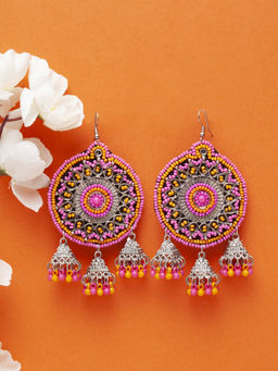 Moedbuille - Handcrafted Multicolor Beads Afghan Antique Design Oxidised Chandbalis