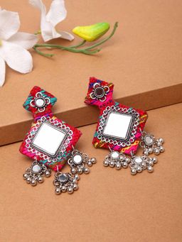 Moedbuille - Handcrafted Mirror Embroidery Work Afghan Design Antique Tribal Oxidised Earrings